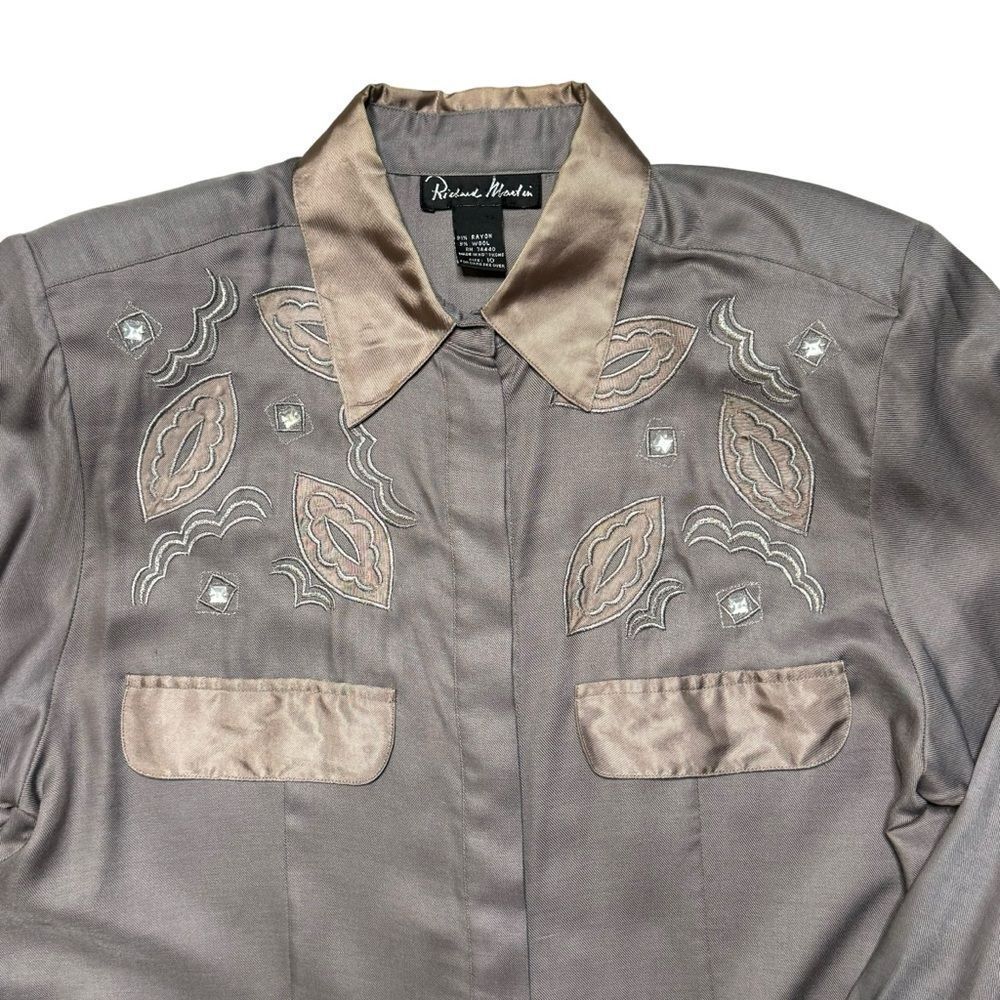 Richard Martin Vintage Women's Embellished Brown Western Blouse Size 10